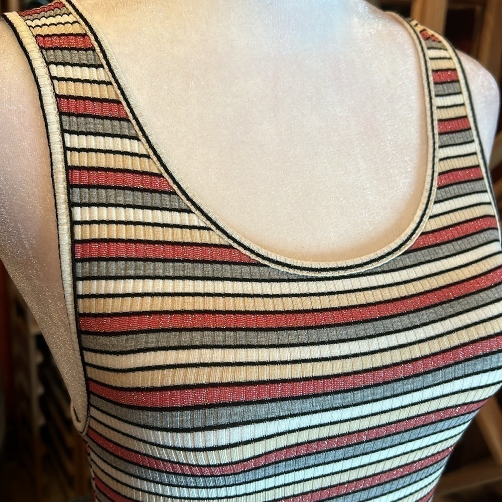 TOPSHOP Sexy Striped Crop Tank Top Size 6 - Picture 2 of 9